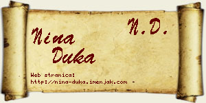Nina Duka vizit kartica